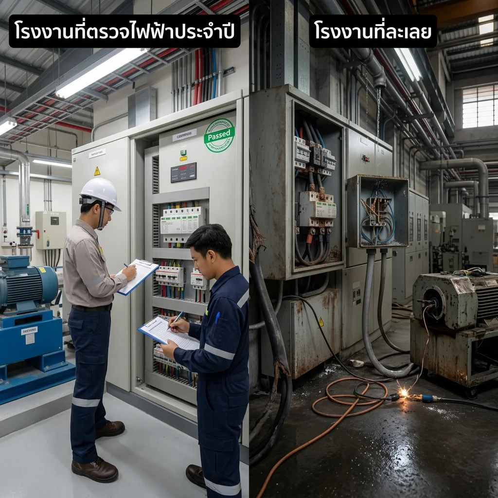 เปรียบเทียบความเสี่ยง: โรงงานที่ตรวจไฟฟ้าประจำปี vs โรงงานที่ละเลย
